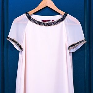 Ted Baker Beaded Shift Dress Cream Size 0